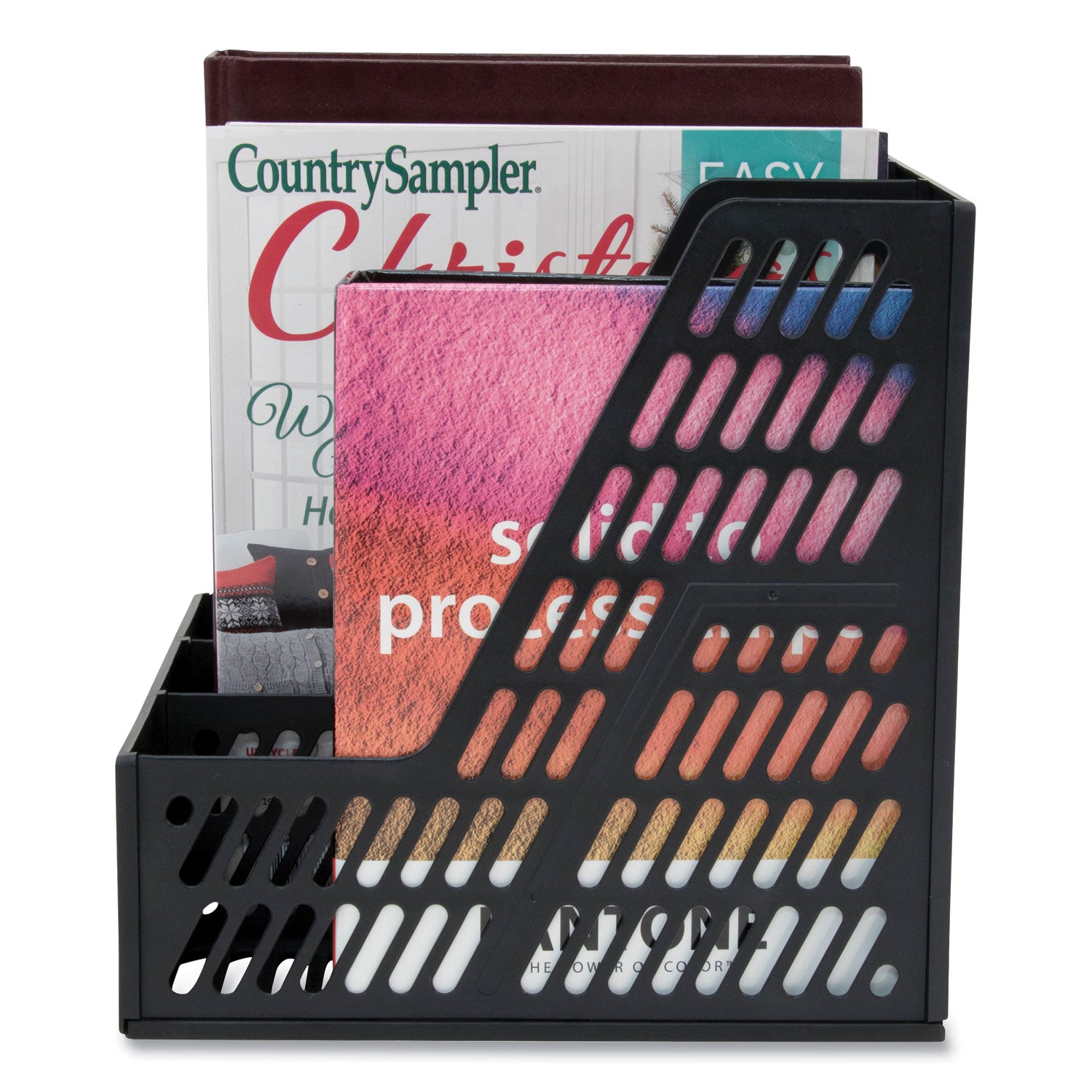 Literature File, Three Slots, 10 x 10 x 10.25, Black - 