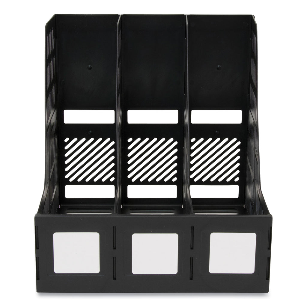 Literature File, Three Slots, 10 x 10 x 10.25, Black - 