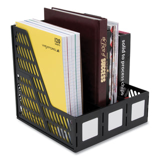 Literature File, Three Slots, 10 x 10 x 10.25, Black - 