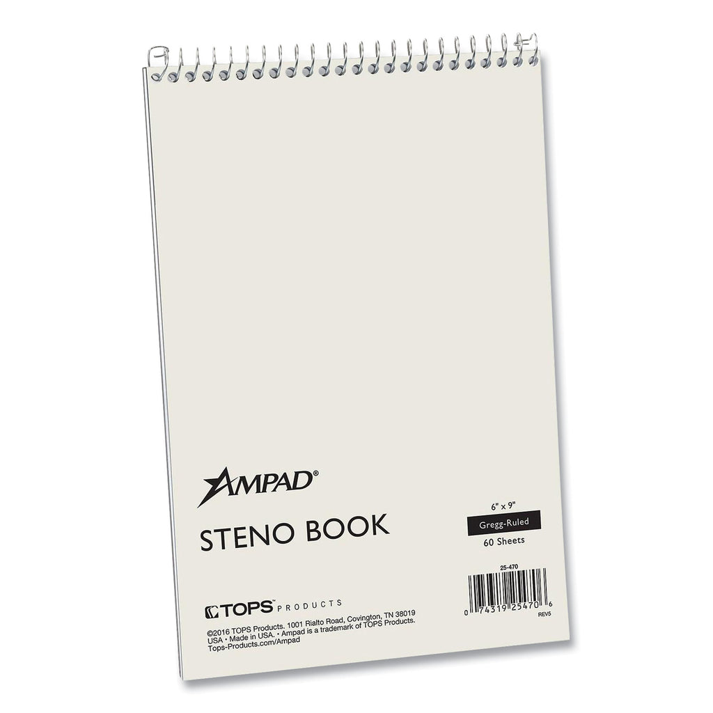 Steno Pads, Gregg Rule, White Cover, 60 Green-Tint 6 x 9 Sheets