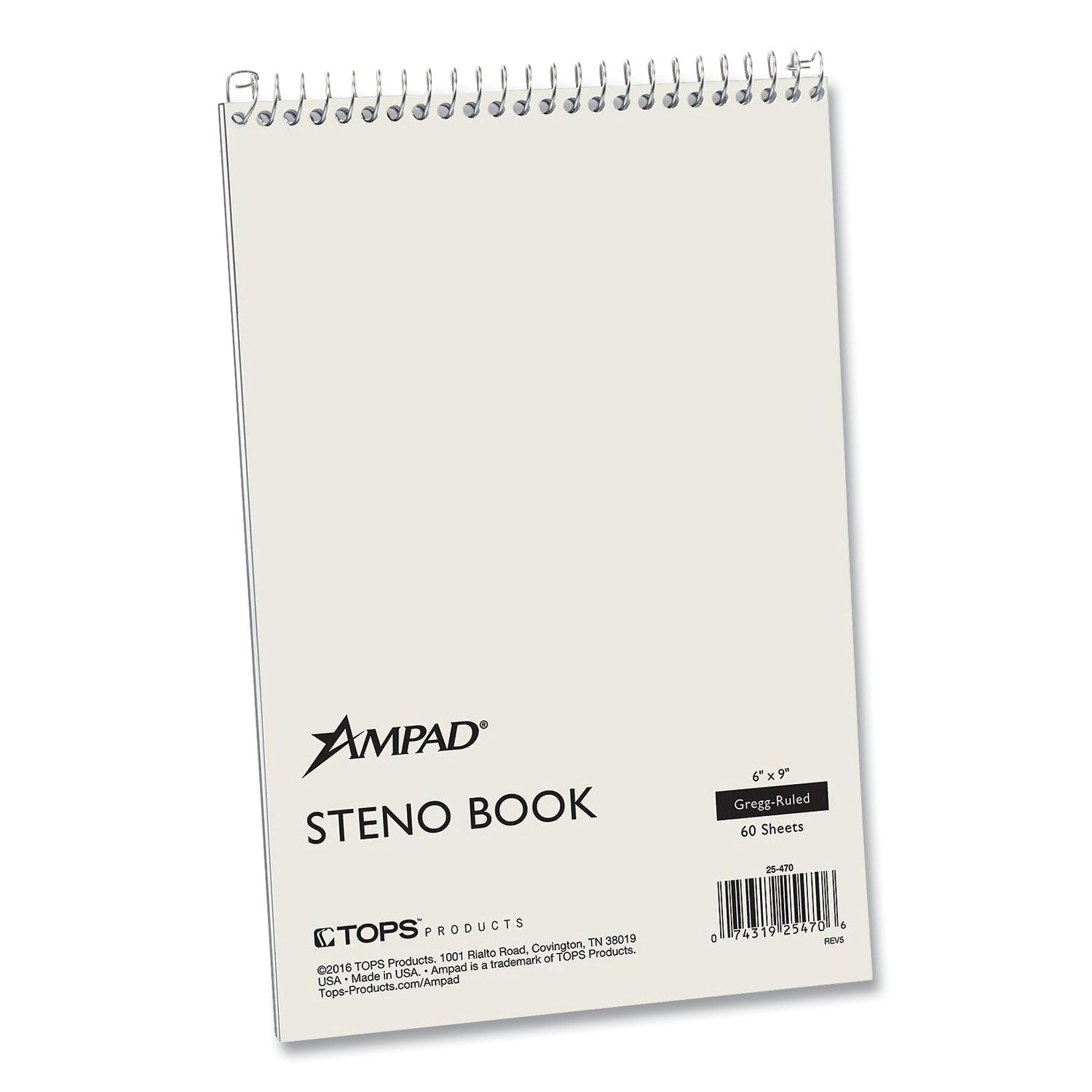 Steno Pads, Gregg Rule, White Cover, 60 Green-Tint 6 x 9 Sheets