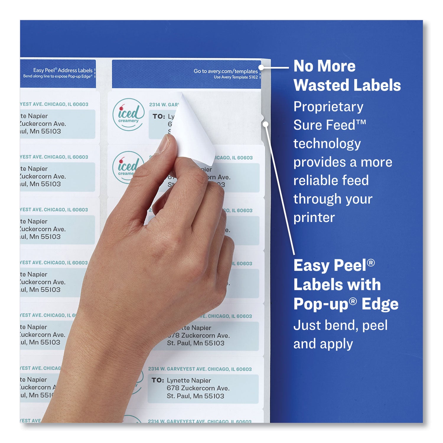 easy-peel-white-address-labels-with-sure-feed-technology-inkjet-printers-1-x-263-white-30-sheet-10-sheets-pack_ave18160 - 2