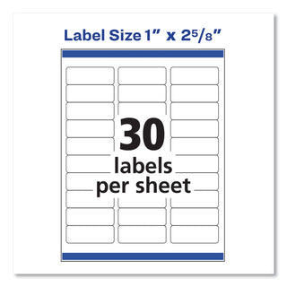 Easy Peel White Address Labels with Sure Feed Technology, Inkjet Printers, 1 x 2.63, White, 30/Sheet, 10 Sheets/Pack
