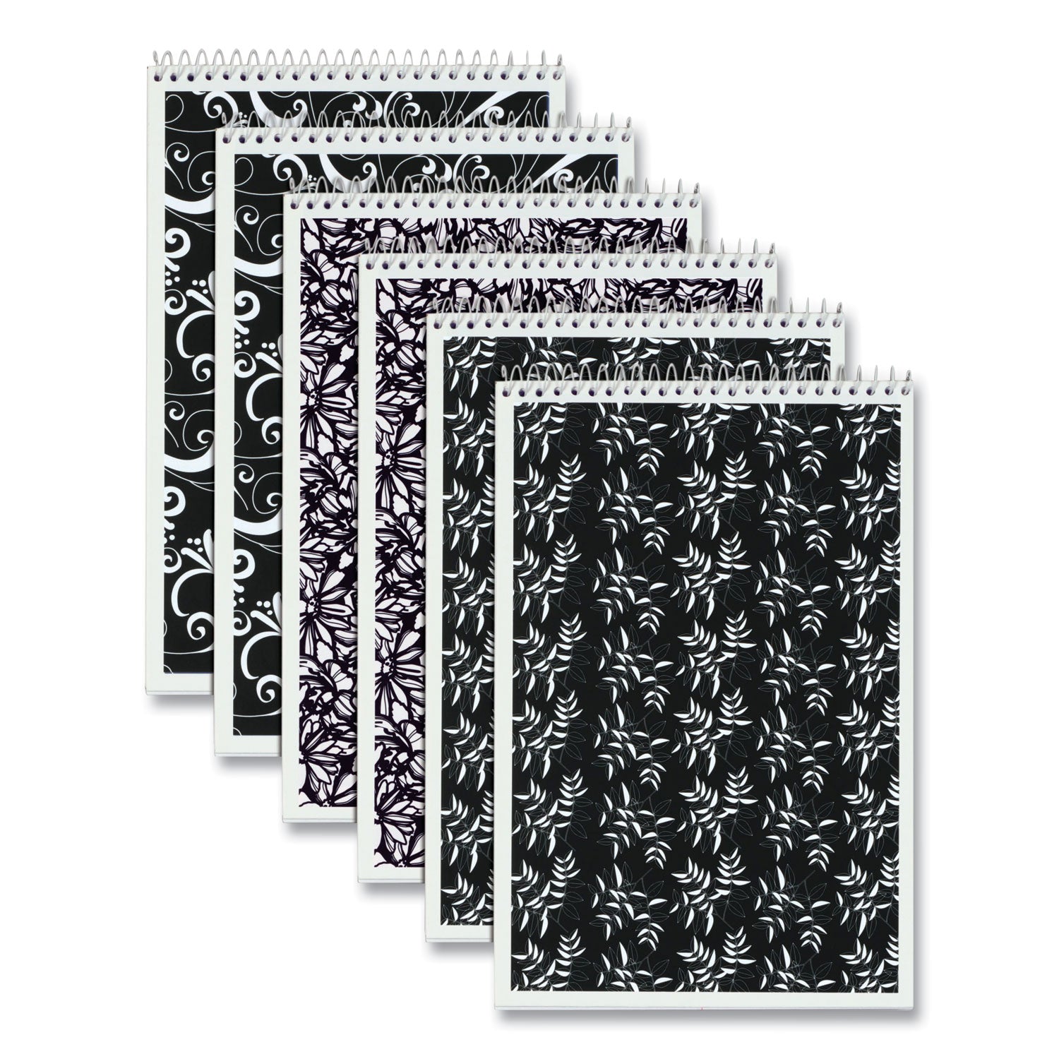 fashion-steno-pad-gregg-rule-assorted-abstract-floral-headband-designs-80-white-6-x-9-sheets-6-pack_top80230 - 1