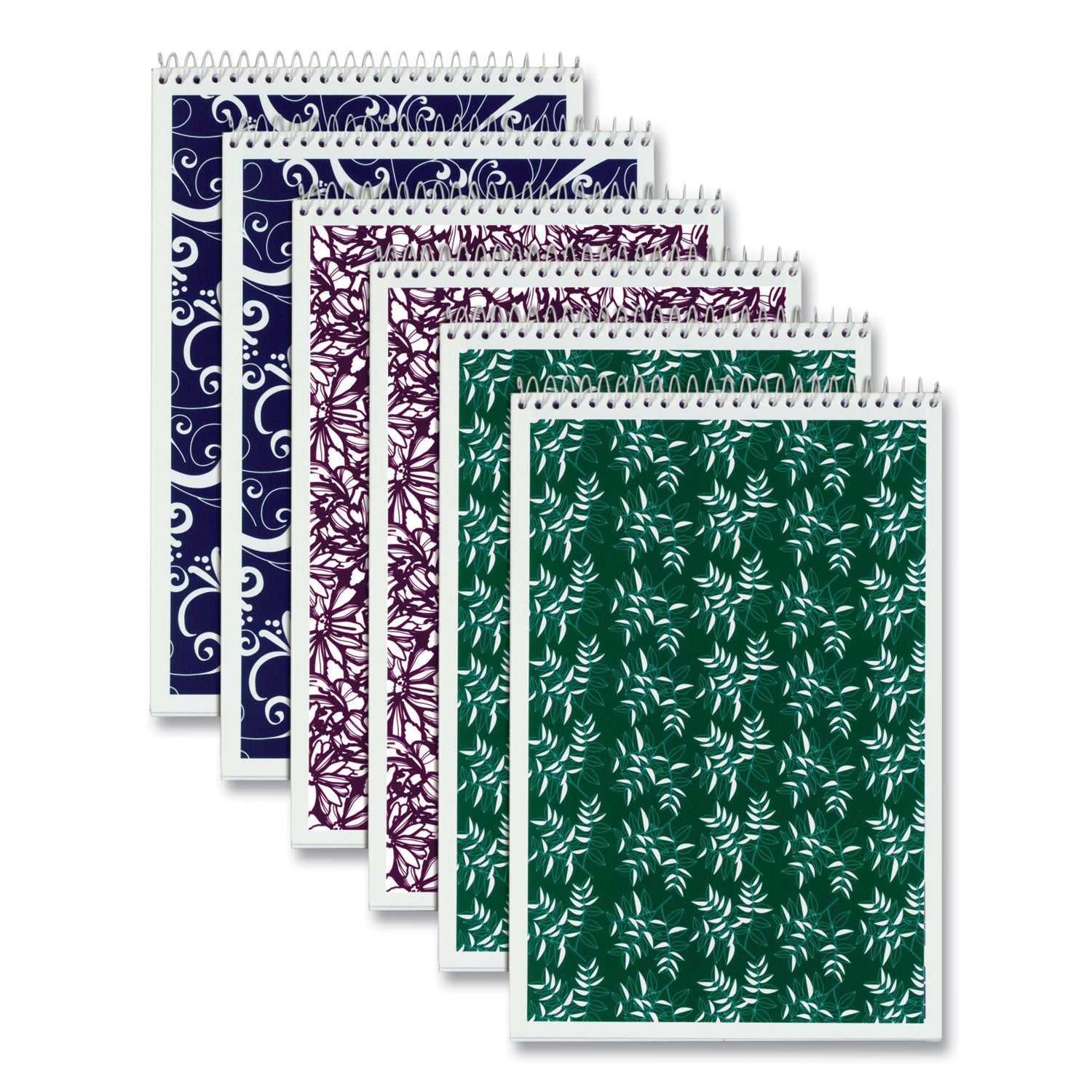 fashion-steno-pad-gregg-rule-assorted-abstract-floral-headband-designs-80-white-6-x-9-sheets-6-pack_top80229 - 2