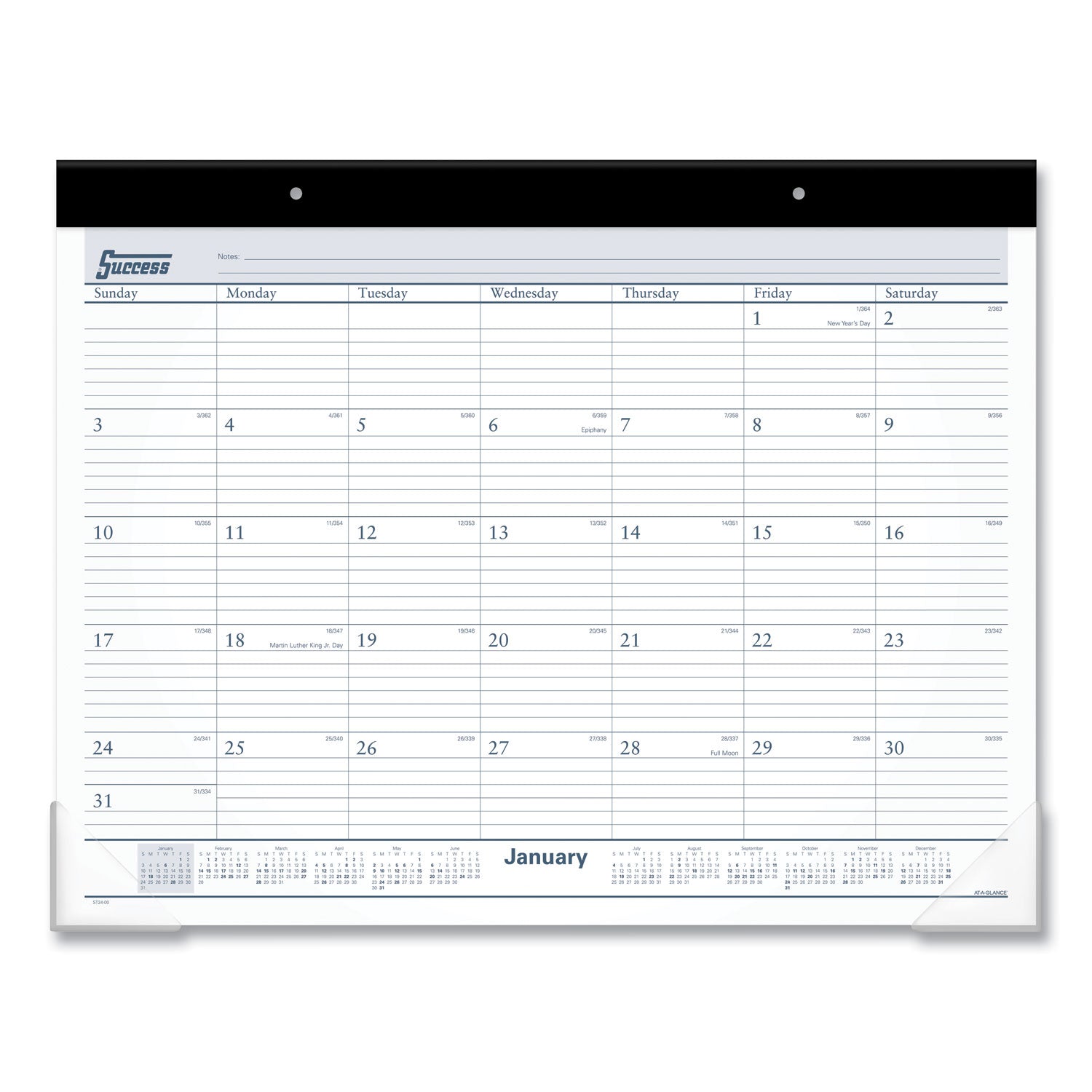 desk-pad-2175-x-17-white-sheets-black-binding-clear-corners-12-month-jan-to-dec-2024_aagst2400 - 1