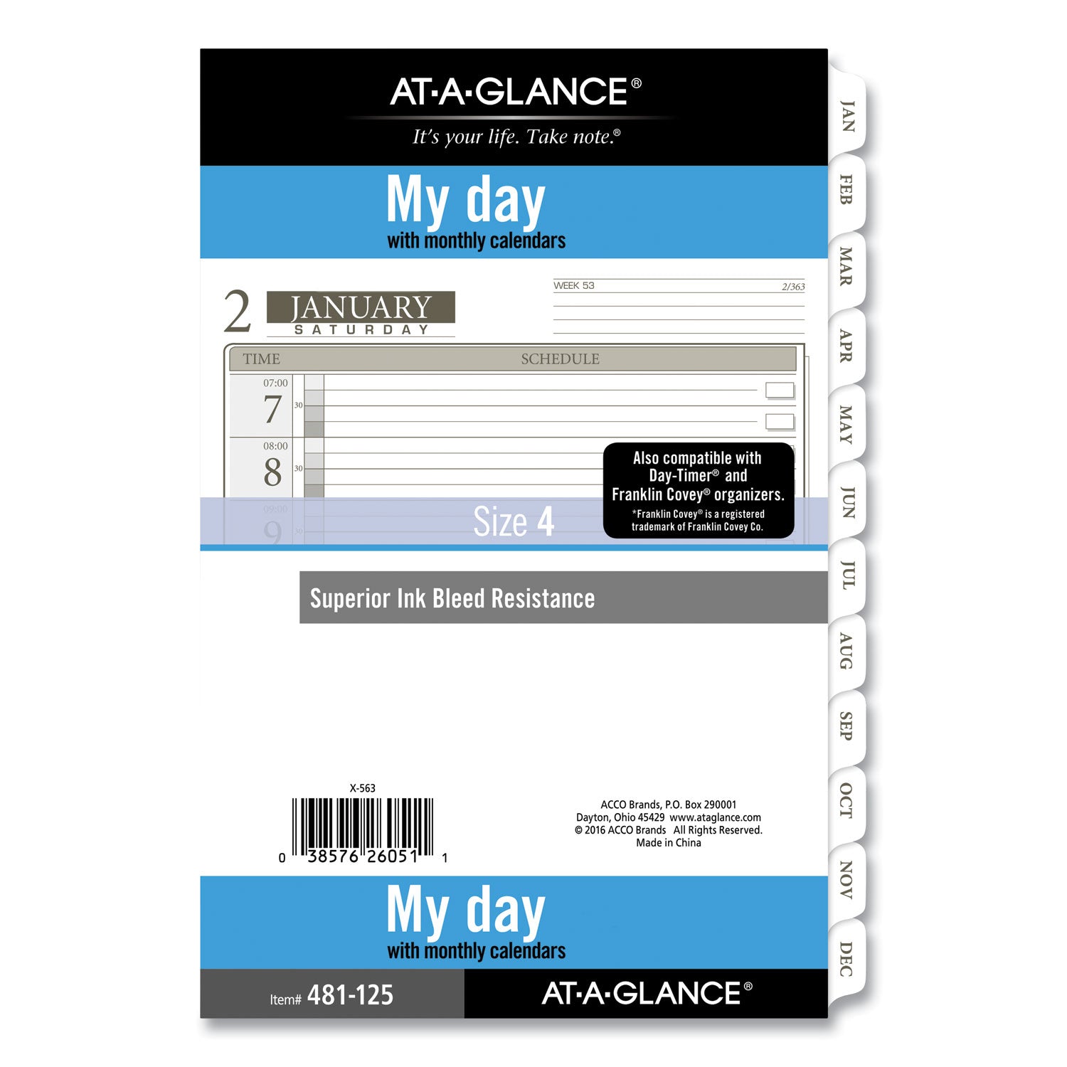 1-Page-Per-Day Planner Refills, 8.5 x 5.5, White Sheets, 12-Month (Jan to Dec): 2024