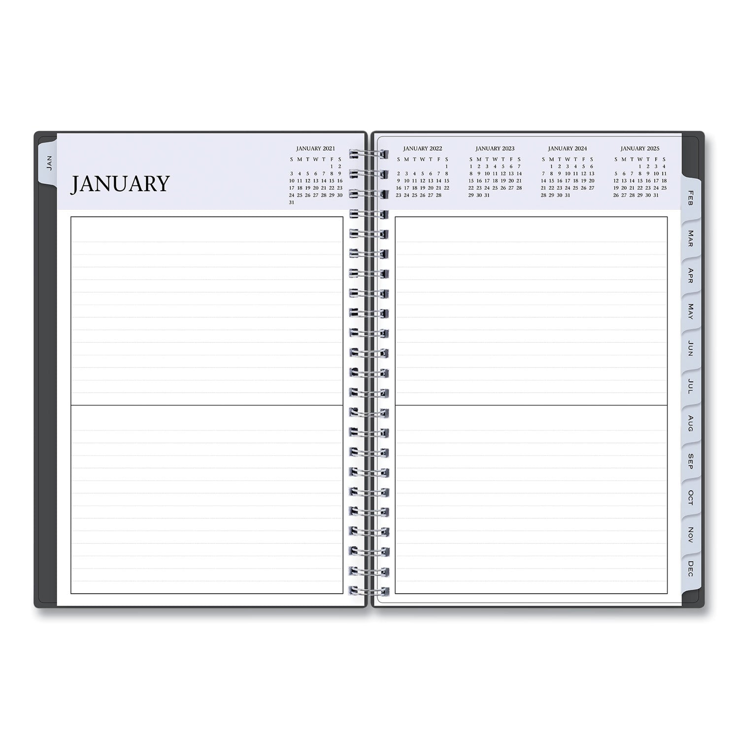 passages-non-dated-perpetual-daily-planner-85-x-55-black-cover-60-month-jan-to-dec-2021-to-2025_bls113565 - 2