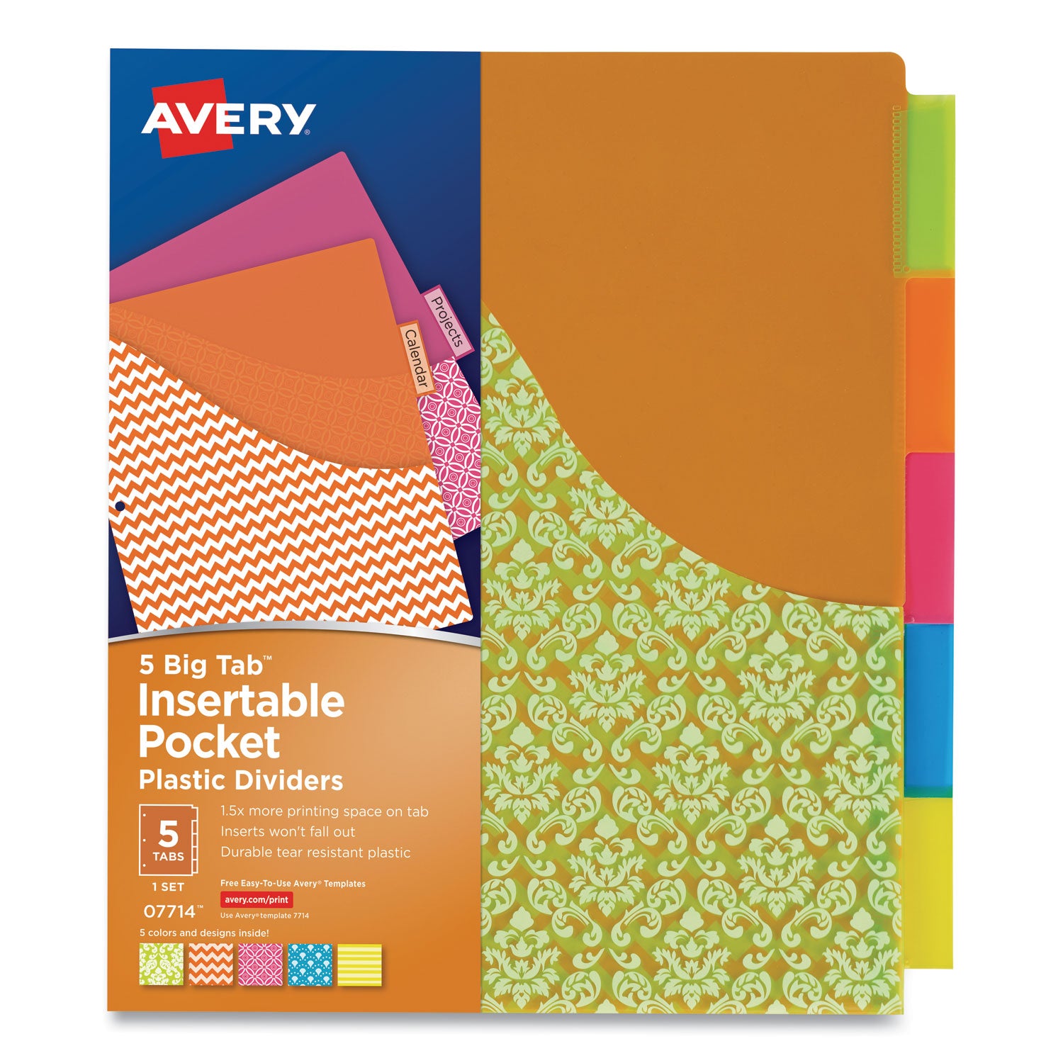 big-tab-insertable-one-pocket-plastic-dividers-5-tab-1113-x-925-assorted-1-set_ave07714 - 1