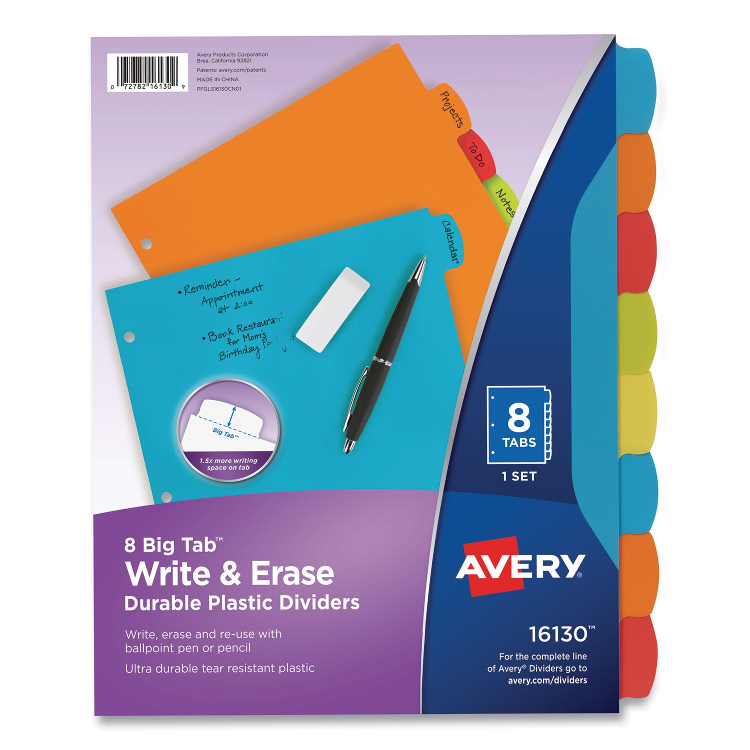 big-tab-write-and-erase-durable-plastic-dividers-8-tab-11-x-85-assorted-1-set_ave16130 - 1