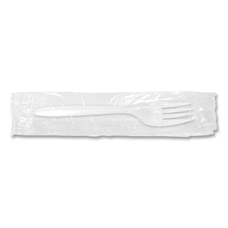 Individually Wrapped Mediumweight Cutlery, Forks, White, 1,000/Carton