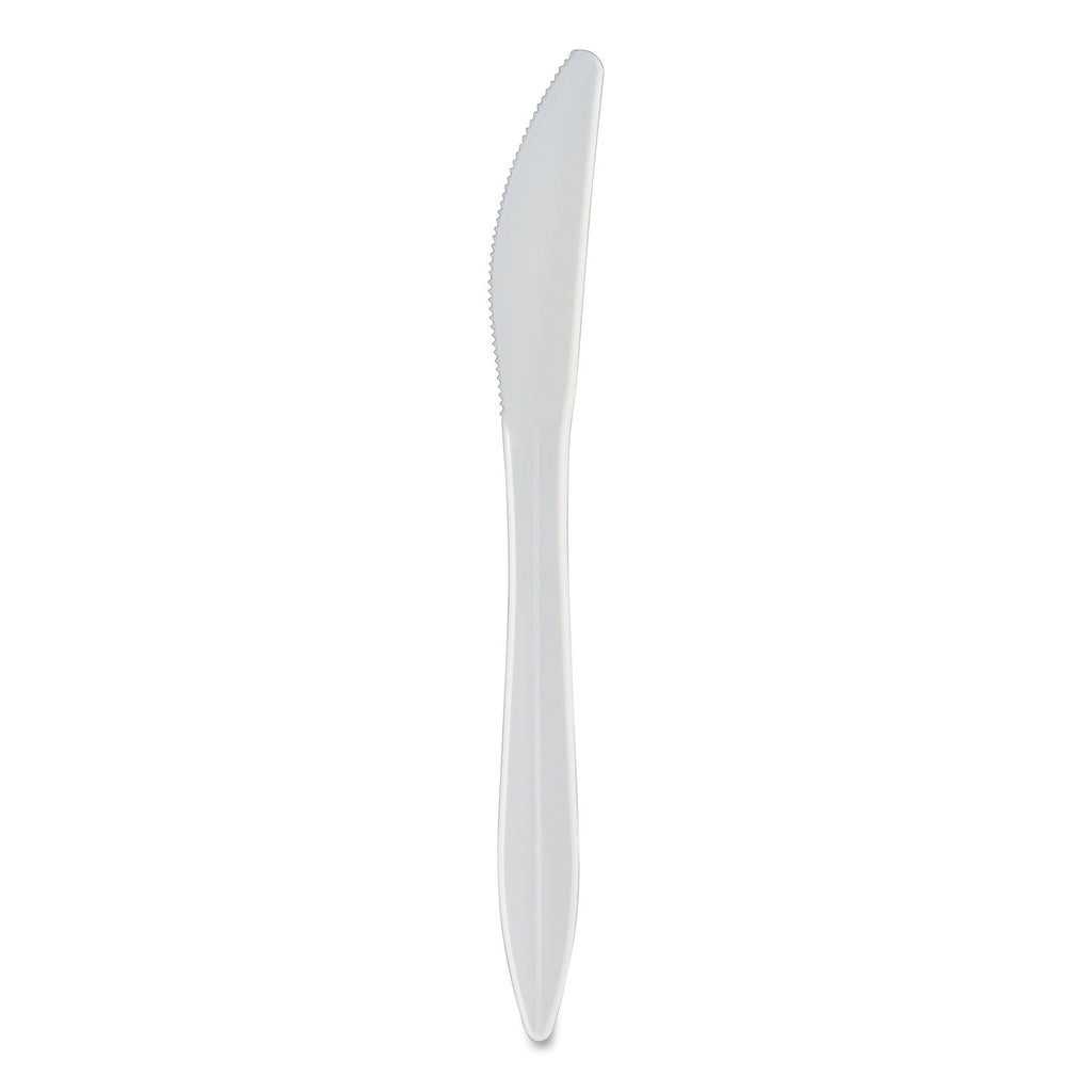 Mediumweight Polypropylene Cutlery, Knife, White, 1,000/Carton