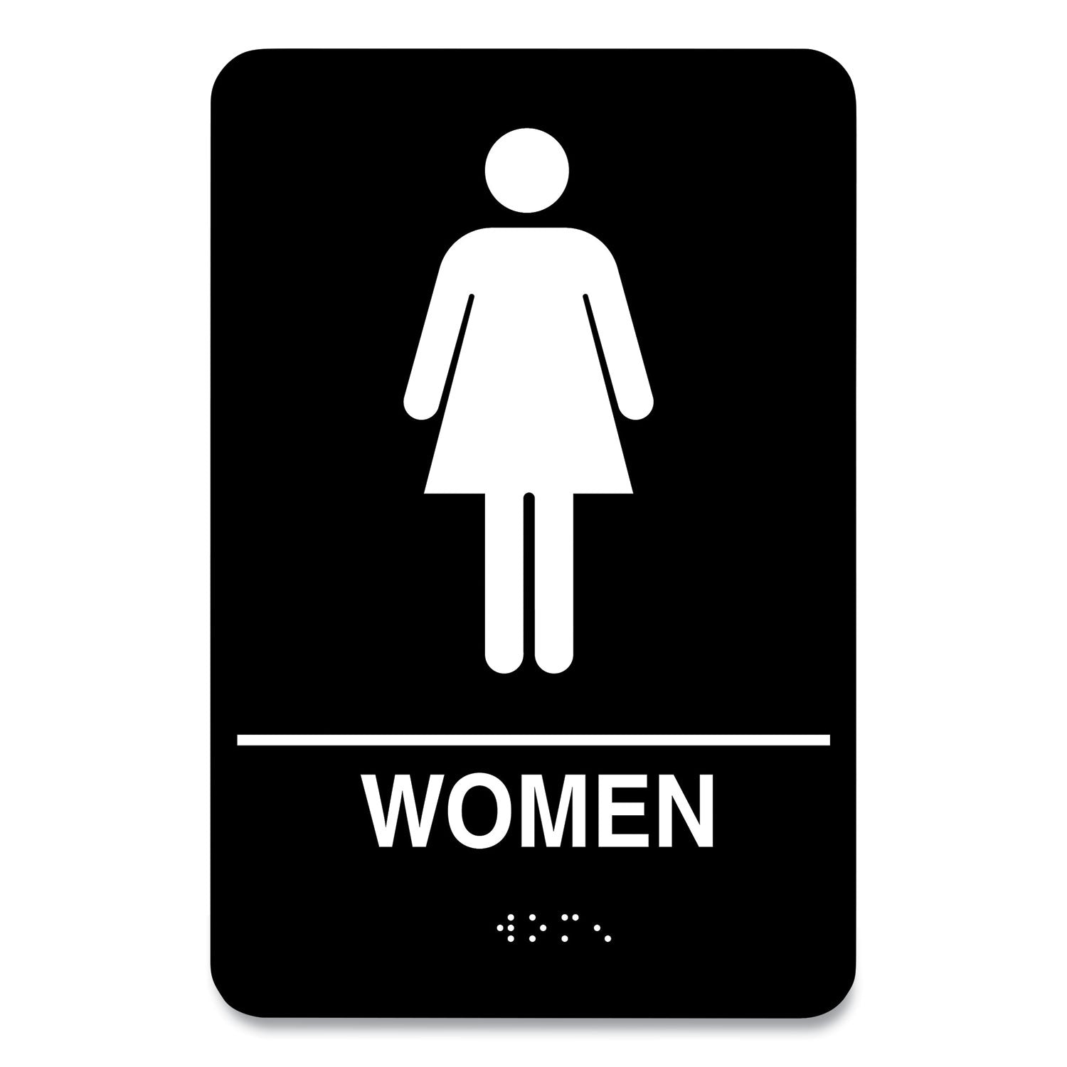 Indoor Restroom Door Sign, Men/Women, 5.9 x 9, Black/White, 2/Pack