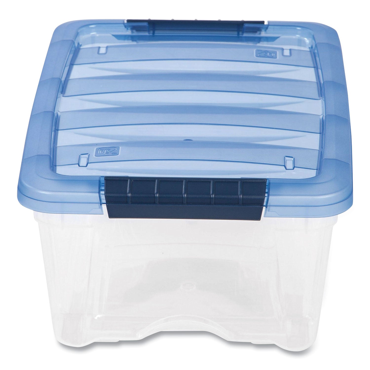 stack-and-pull-latching-flat-lid-storage-box-323-gal-109-x-165-x-65-clear-translucent-blue_irs100306 - 1