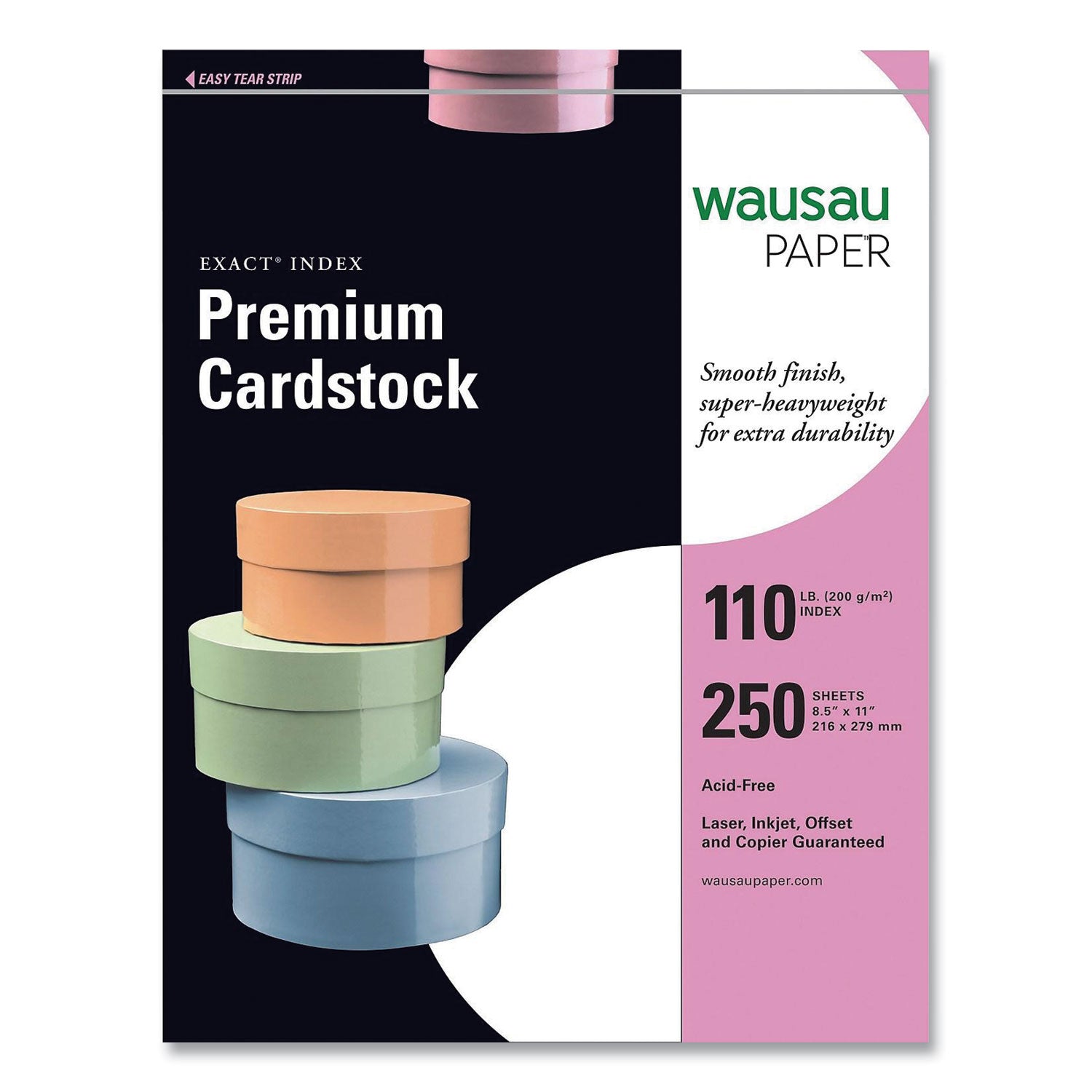 Exact Index Card Stock, 94 Bright, 110 lb Index Weight, 8.5 x 11, White, 250/Pack