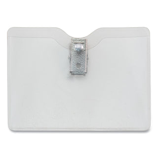Security ID Badge Holders with Built-In Garment Clip, Horizontal, Clear, 3.75" x 3.5" Holder, 3.5" x 3" Insert, 50/Box - 