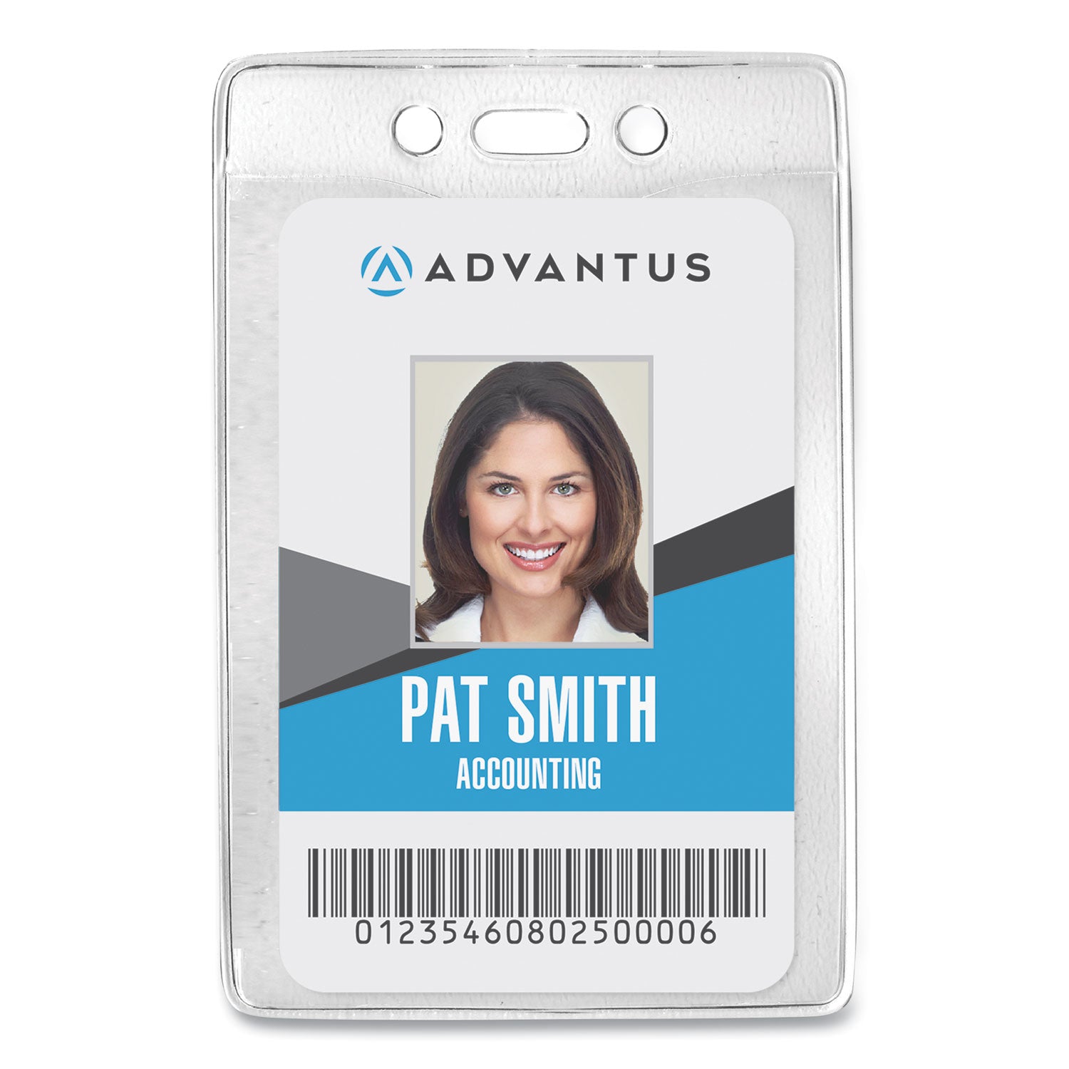 Security ID Badge Holders, Vertical, Pre-Punched for Chain/Clip, Clear, 2.63" x 4.38" Holder, 2.38" x 3.75" Insert, 50/Box - 