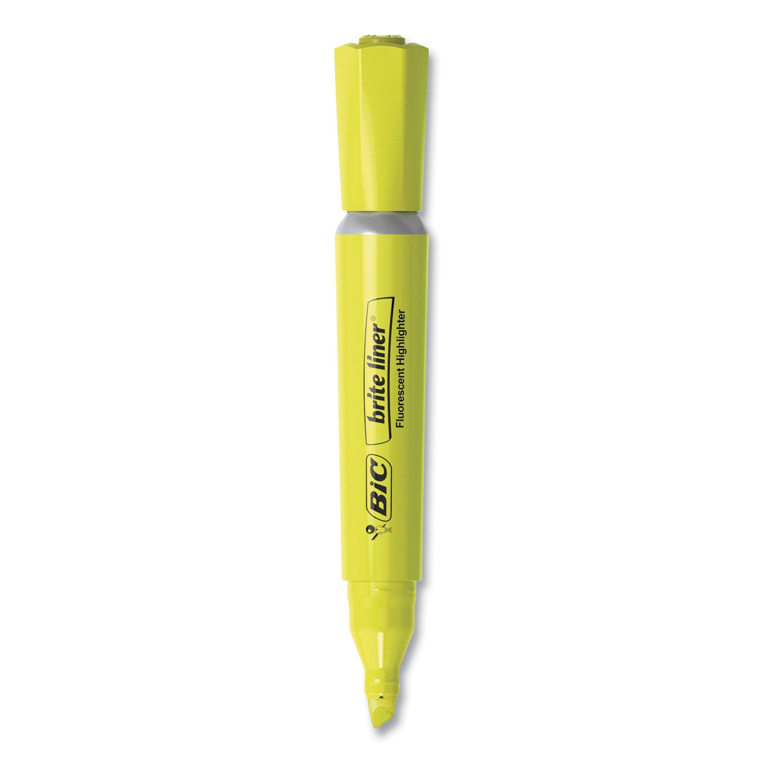 Brite Liner Tank-Style Highlighter, Fluorescent Yellow Ink, Chisel Tip, Yellow/Black Barrel, Dozen - 