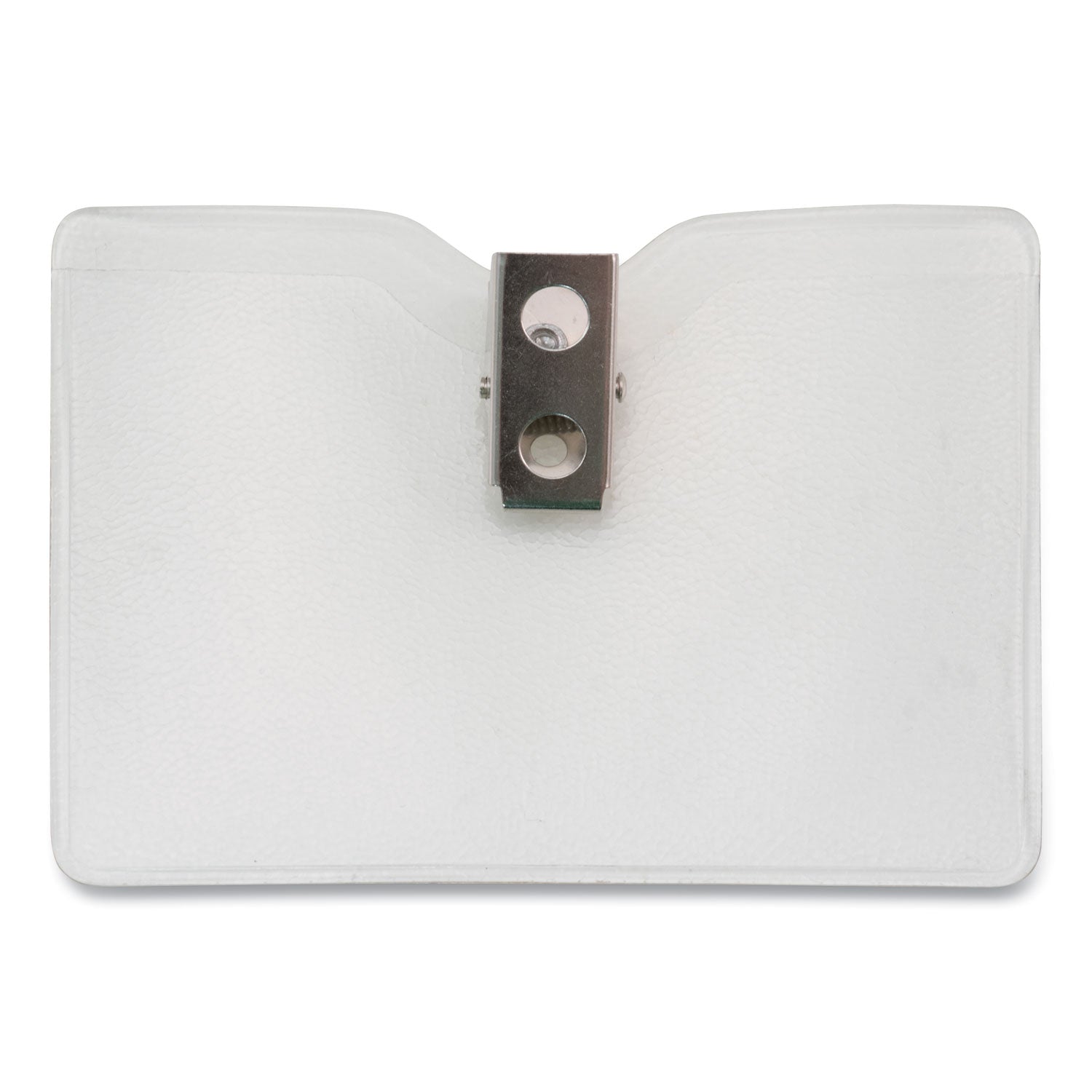 Security ID Badge Holders with Built-In Garment Clip, Horizontal, Clear, 3.75" x 3.5" Holder, 3.5" x 3" Insert, 50/Box - 