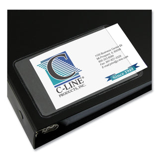 Self-Adhesive Business Card Holders, Side Load, 2 x 3.5, Clear, 10/Pack - 