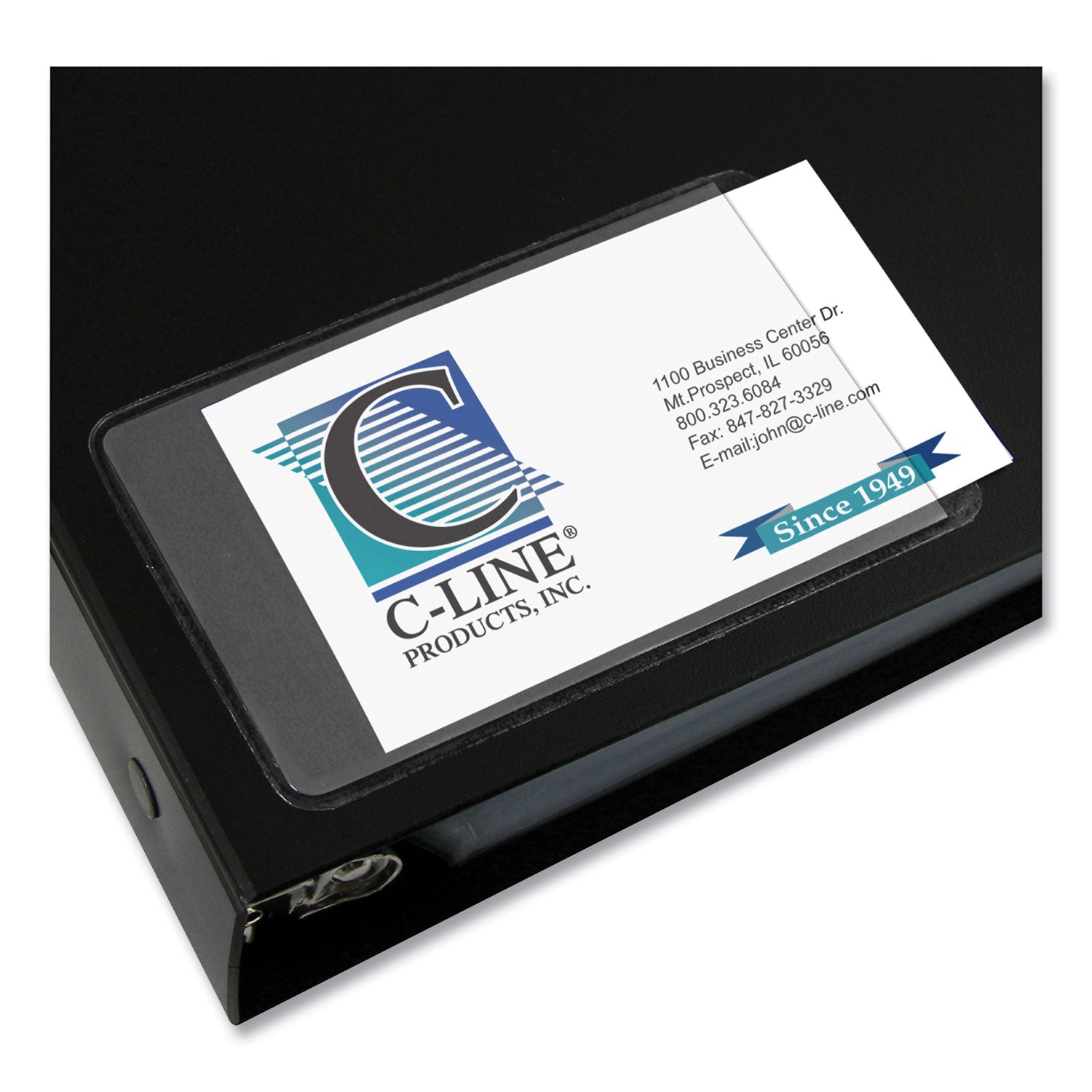 Self-Adhesive Business Card Holders, Side Load, 2 x 3.5, Clear, 10/Pack - 