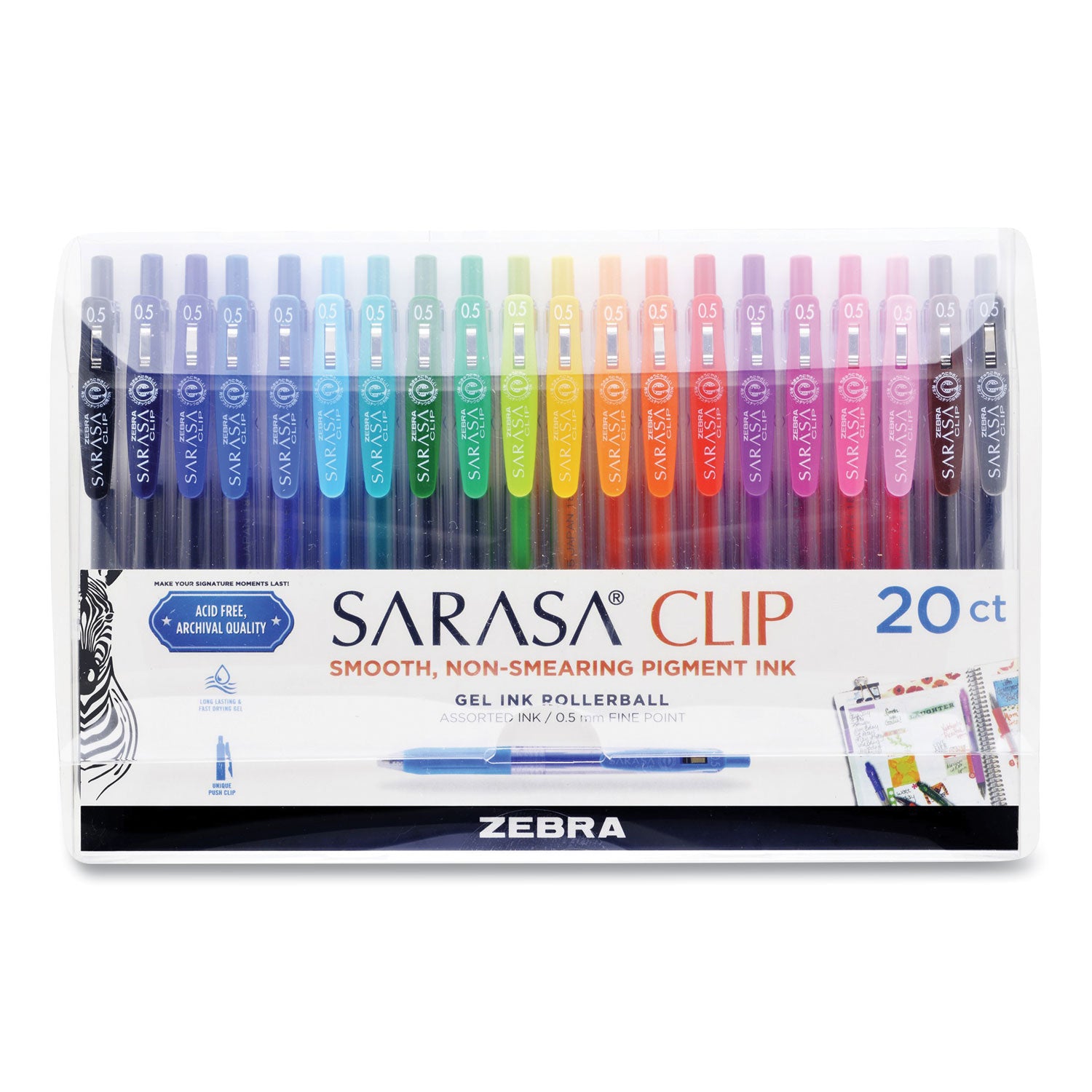 sarasa-clip-gel-pen-retractable-fine-05-mm-assorted-ink-and-barrel-colors-20-pack_zeb47220 - 1