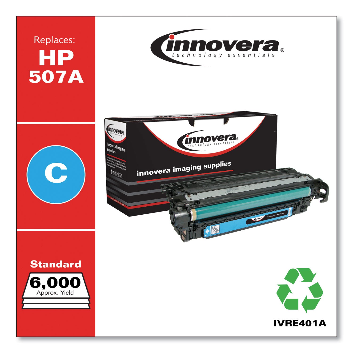 Remanufactured Cyan Toner, Replacement for 507A (CE401A), 6,000 Page-Yield - 