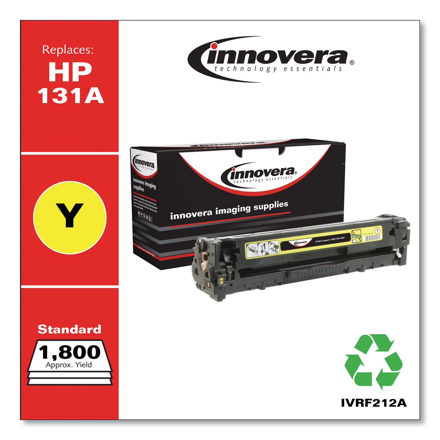 Remanufactured Yellow Toner, Replacement for 131A (CF212A), 1,800 Page-Yield - 