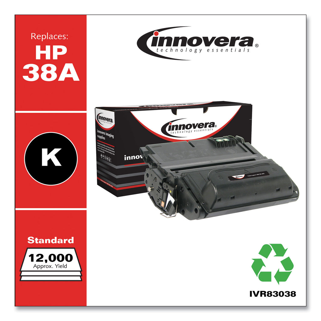 Remanufactured Black Toner, Replacement for 38A (Q1338A), 12,000 Page-Yield