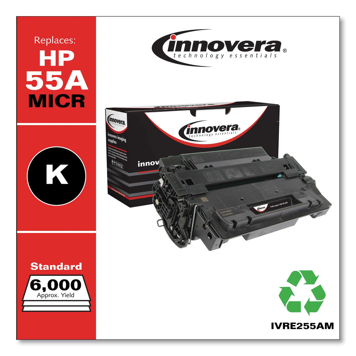 Remanufactured Black MICR Toner, Replacement for 55AM (CE255AM), 6,000 Page-Yield, Ships in 1-3 Business Days