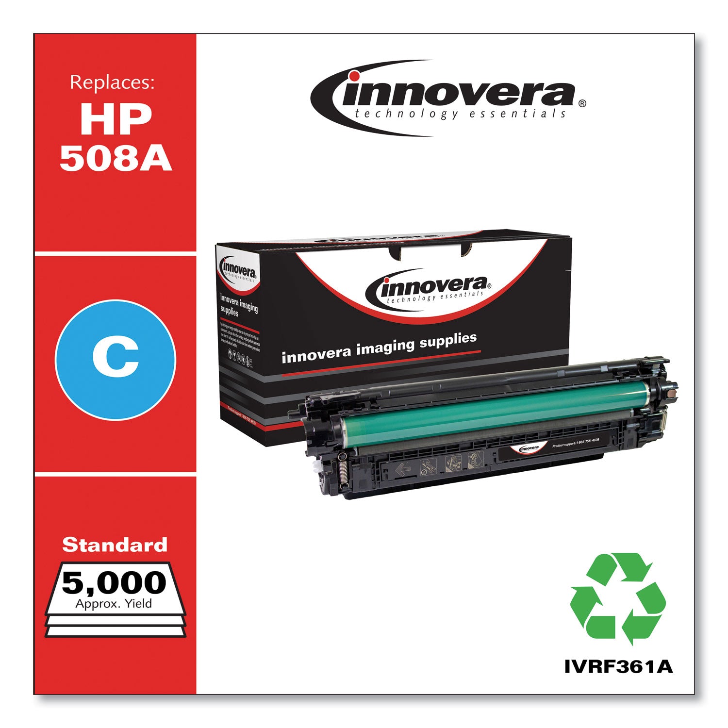 Remanufactured Cyan Toner, Replacement for 508A (CF361A), 5,000 Page-Yield - 2