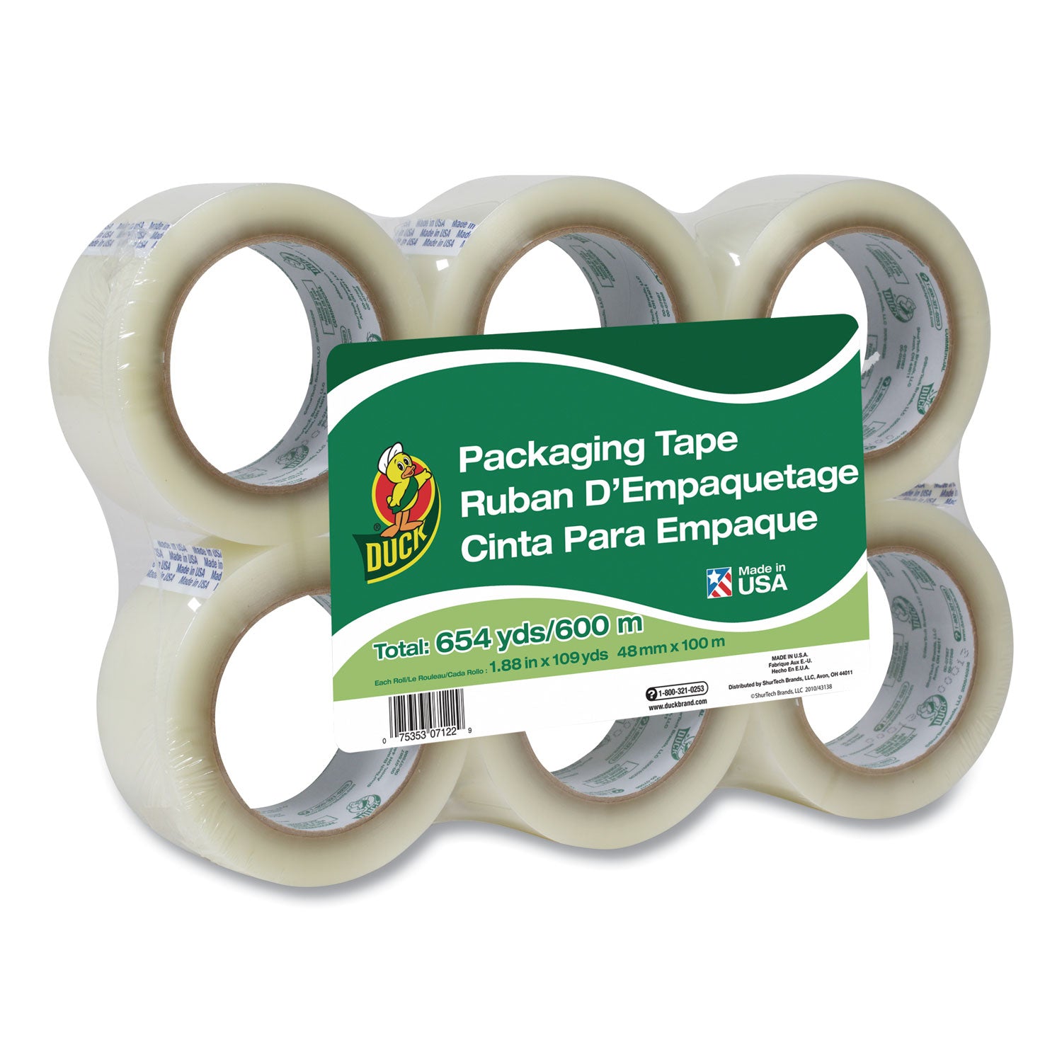 Commercial Grade Packaging Tape, 3" Core, 1.88" x 109 yds, Clear, 6/Pack - 