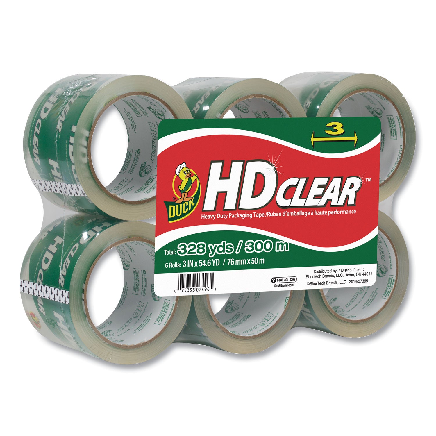 Heavy-Duty Carton Packaging Tape, 3" Core, 3" x 54.6 yds, Clear, 6/Pack - 