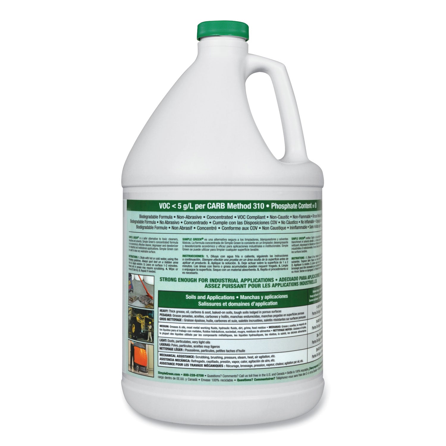 Industrial Cleaner and Degreaser, Concentrated, 1 gal Bottle, 6/Carton - 