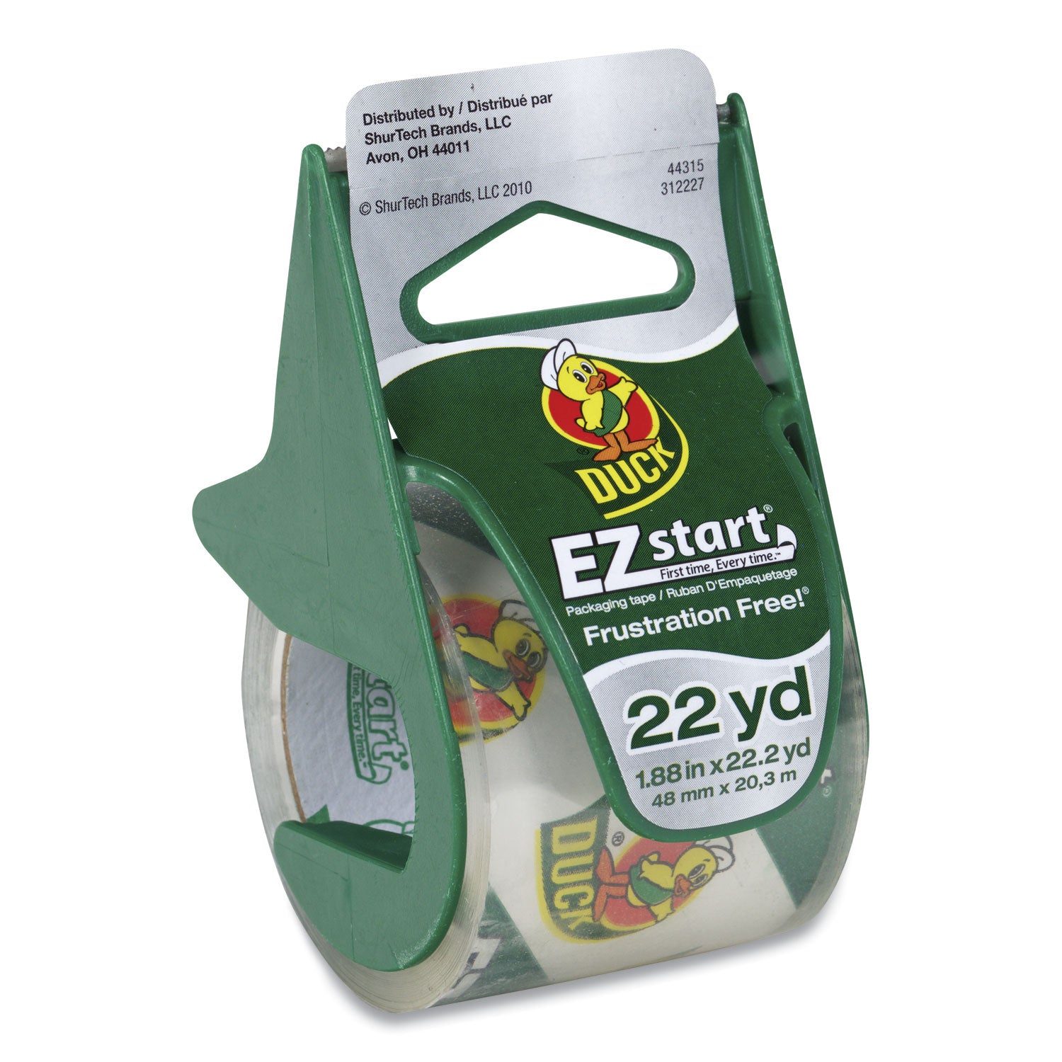 EZ Start Premium Packaging Tape with Dispenser, 1.5" Core, 1.88" x 22.2 yds, Clear - 