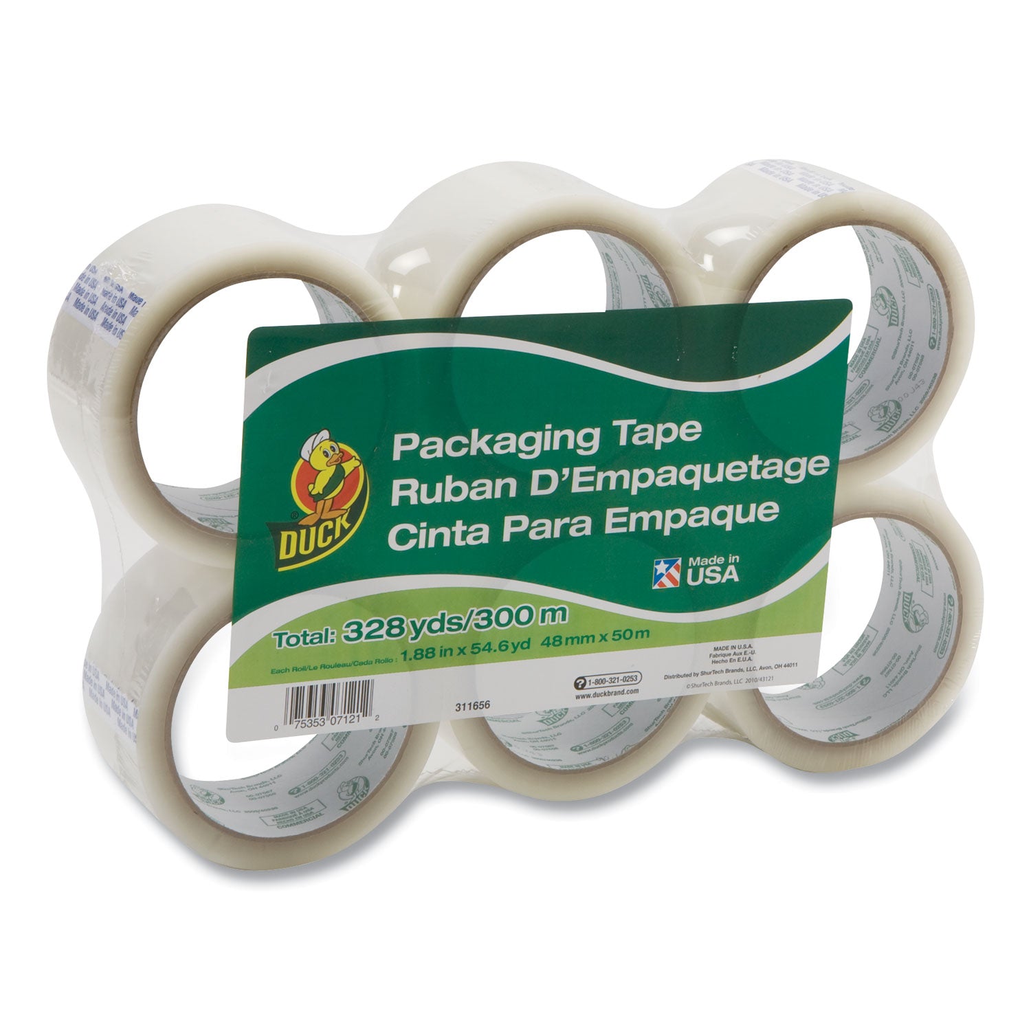 Commercial Grade Packaging Tape, 3" Core, 1.88" x 55 yds, Clear, 6/Pack - 