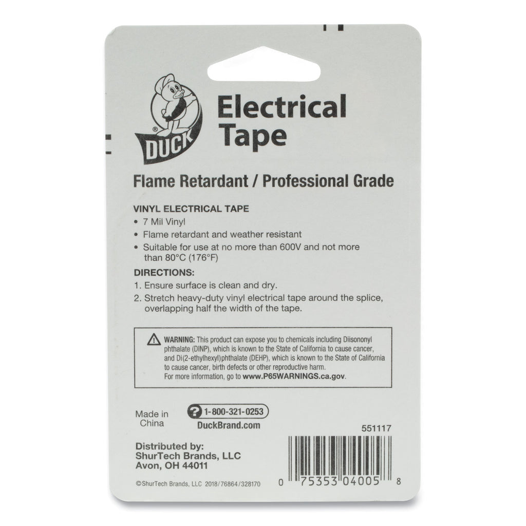 Pro Electrical Tape, 1" Core, 0.75" x 66 ft, Black - 