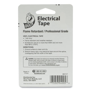Pro Electrical Tape, 1" Core, 0.75" x 66 ft, Black - 