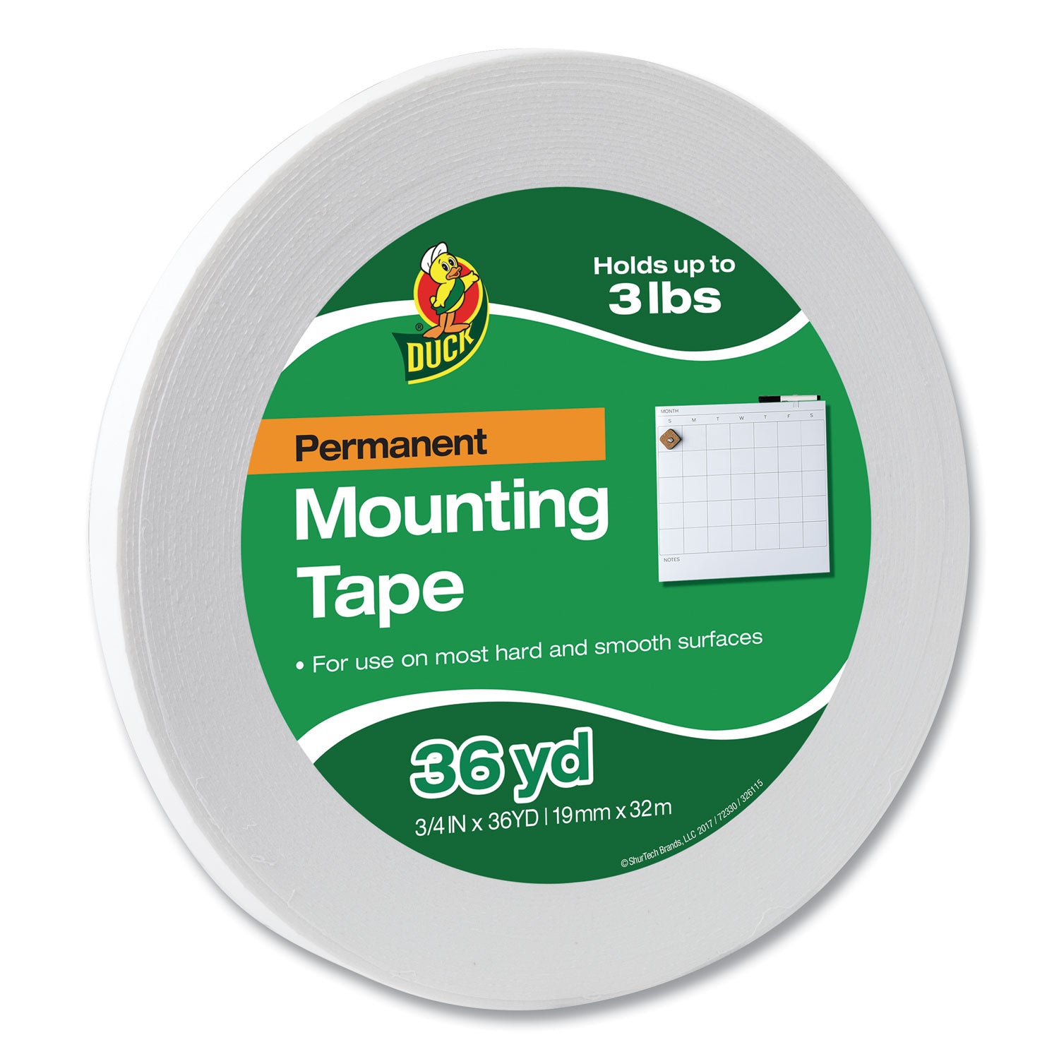 Double-Stick Foam Mounting Tape, Permanent, Holds Up to 2 lbs, 0.75" x 36 yds - 