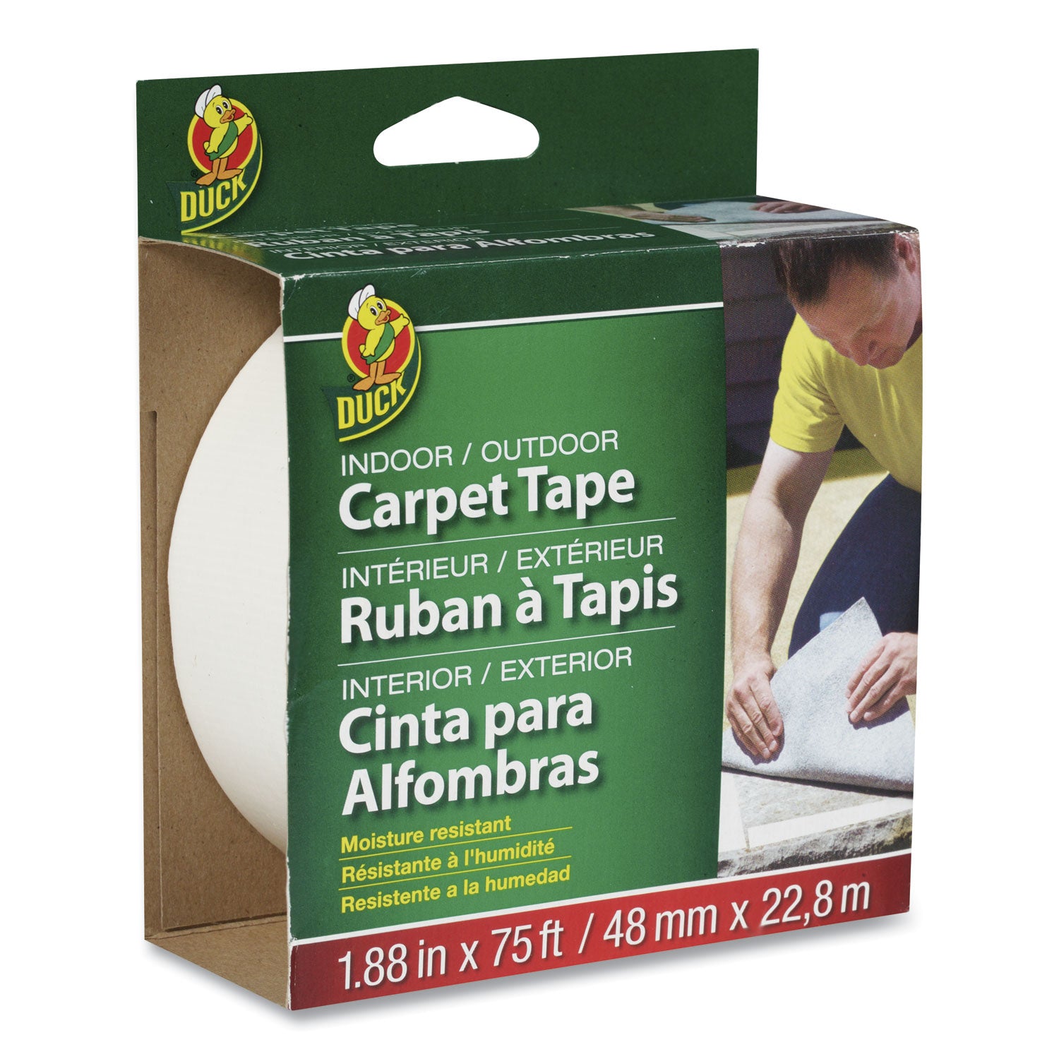 Carpet Tape, 3" Core, 1.88" x 75 ft, White - 