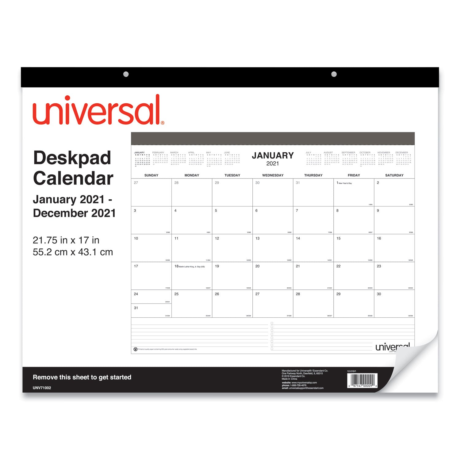desk-pad-calendar-22-x-17-white-black-sheets-black-binding-clear-corners-12-month-jan-to-dec-2024_unv71002 - 2