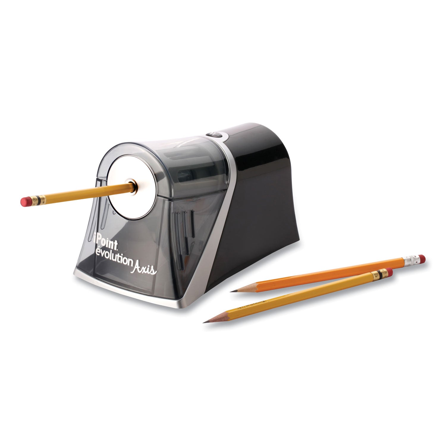 iPoint Evolution Axis Pencil Sharpener, AC-Powered, 4.25 x 7 x 4.75, Black/Silver - 