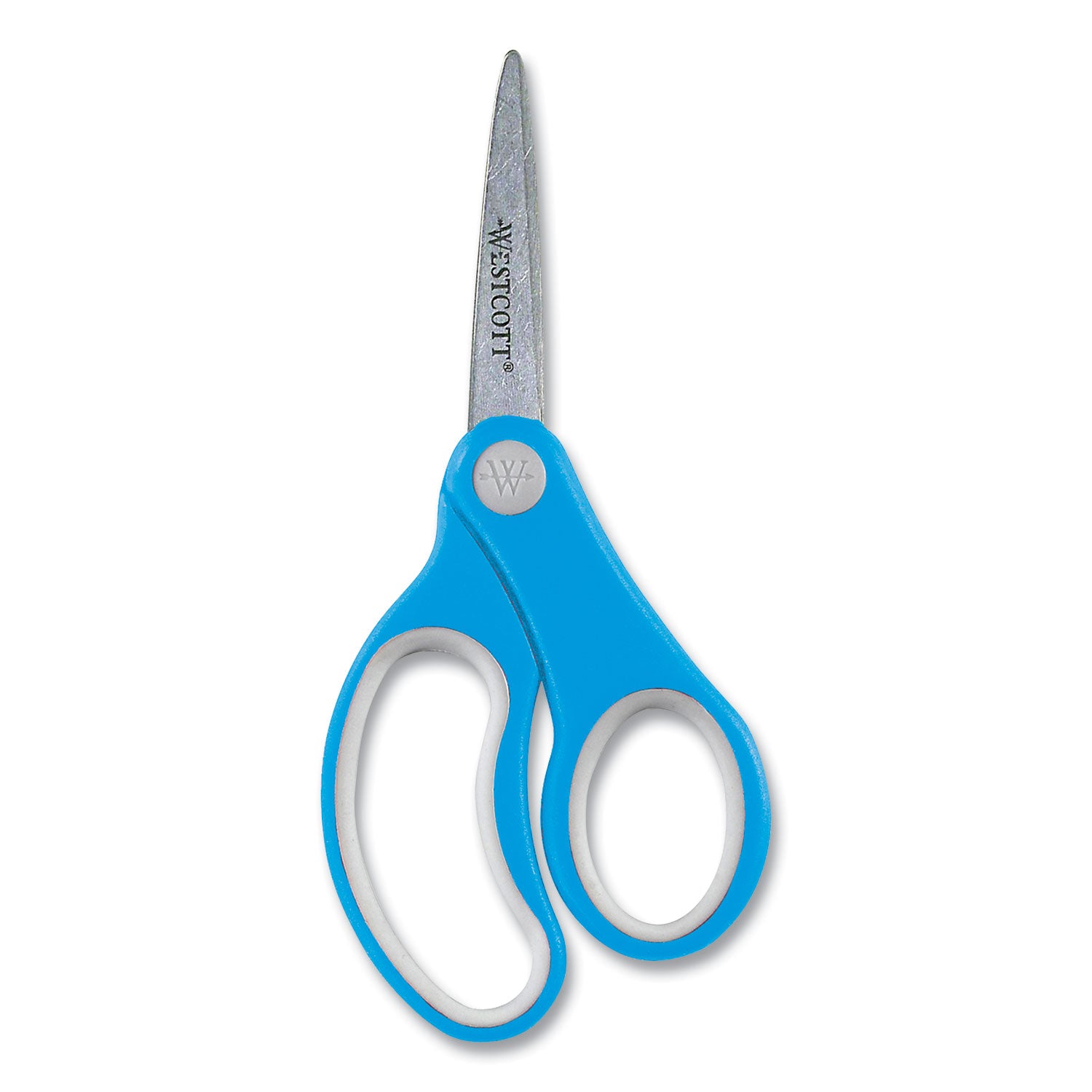 Soft Handle Kids Scissors, Pointed Tip, 5" Long, 1.75" Cut Length, Assorted Straight Handles, 12/Pack - 