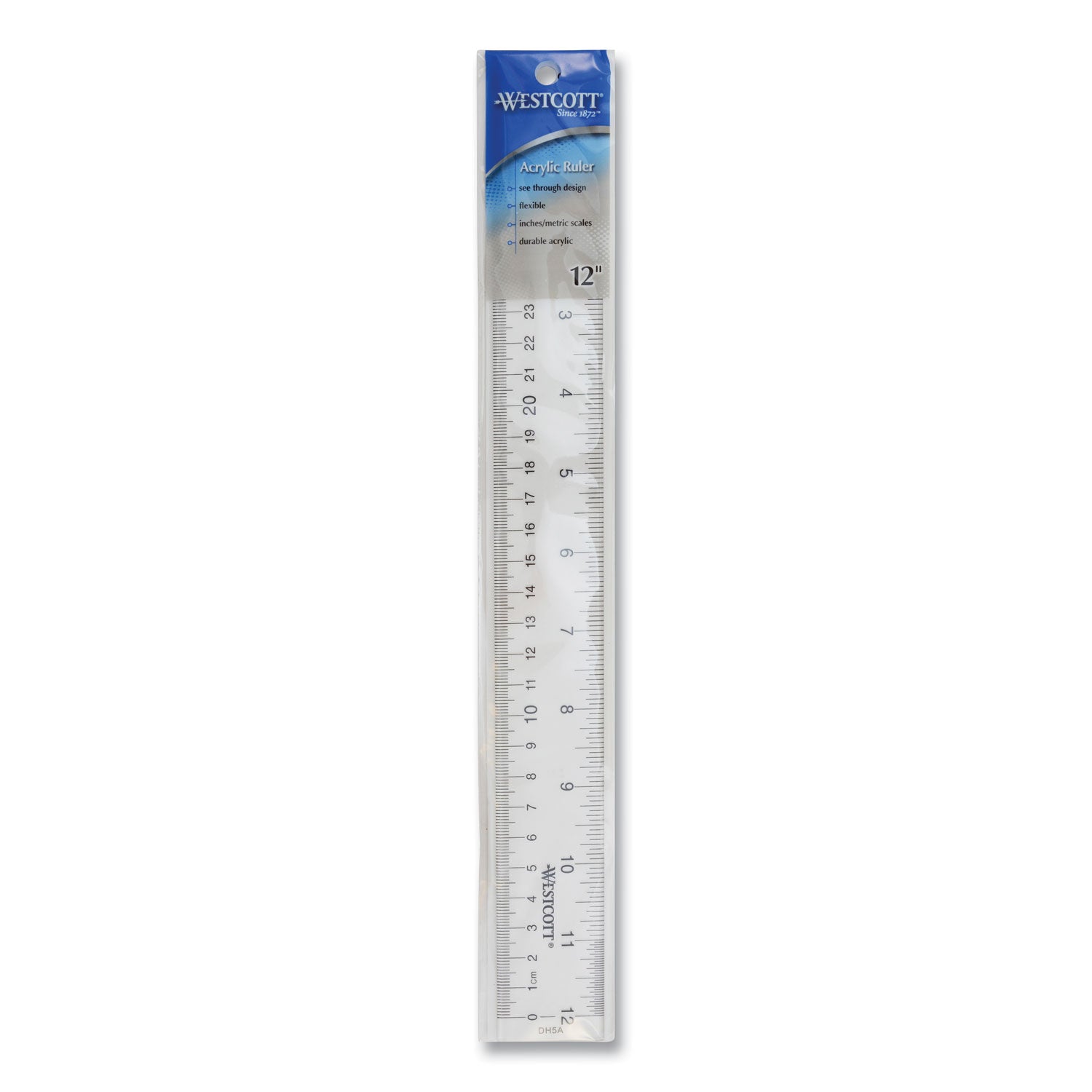 Clear Flexible Acrylic Ruler, Standard/Metric, 12" Long, Clear - 