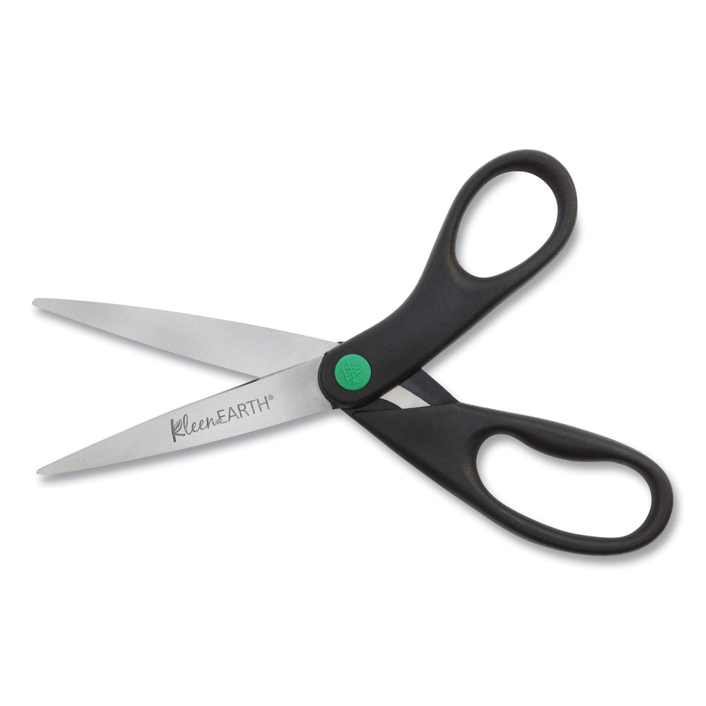 KleenEarth Scissors, 8" Long, 3.25" Cut Length, Black Straight Handles, 2/Pack