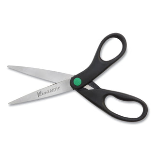KleenEarth Scissors, 8" Long, 3.25" Cut Length, Black Straight Handles, 2/Pack