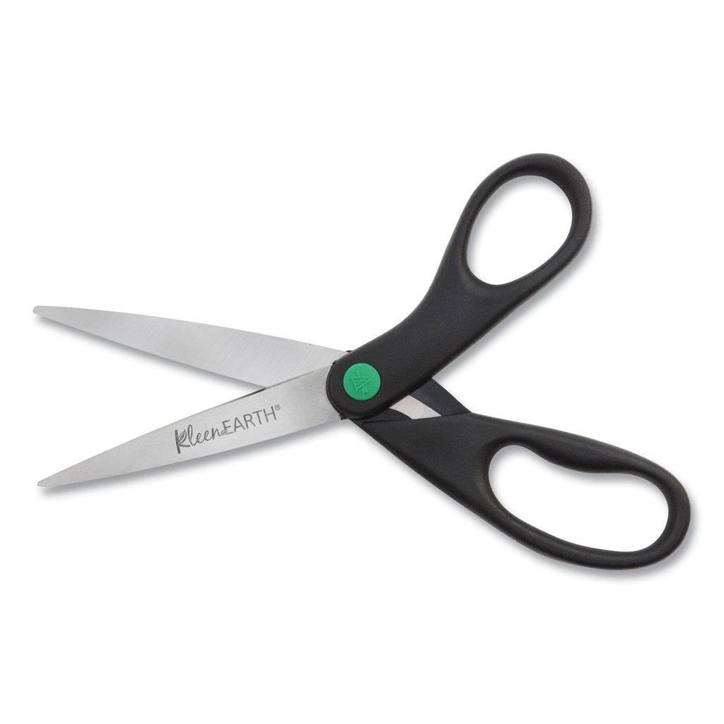 KleenEarth Scissors, 8" Long, 3.25" Cut Length, Black Straight Handle