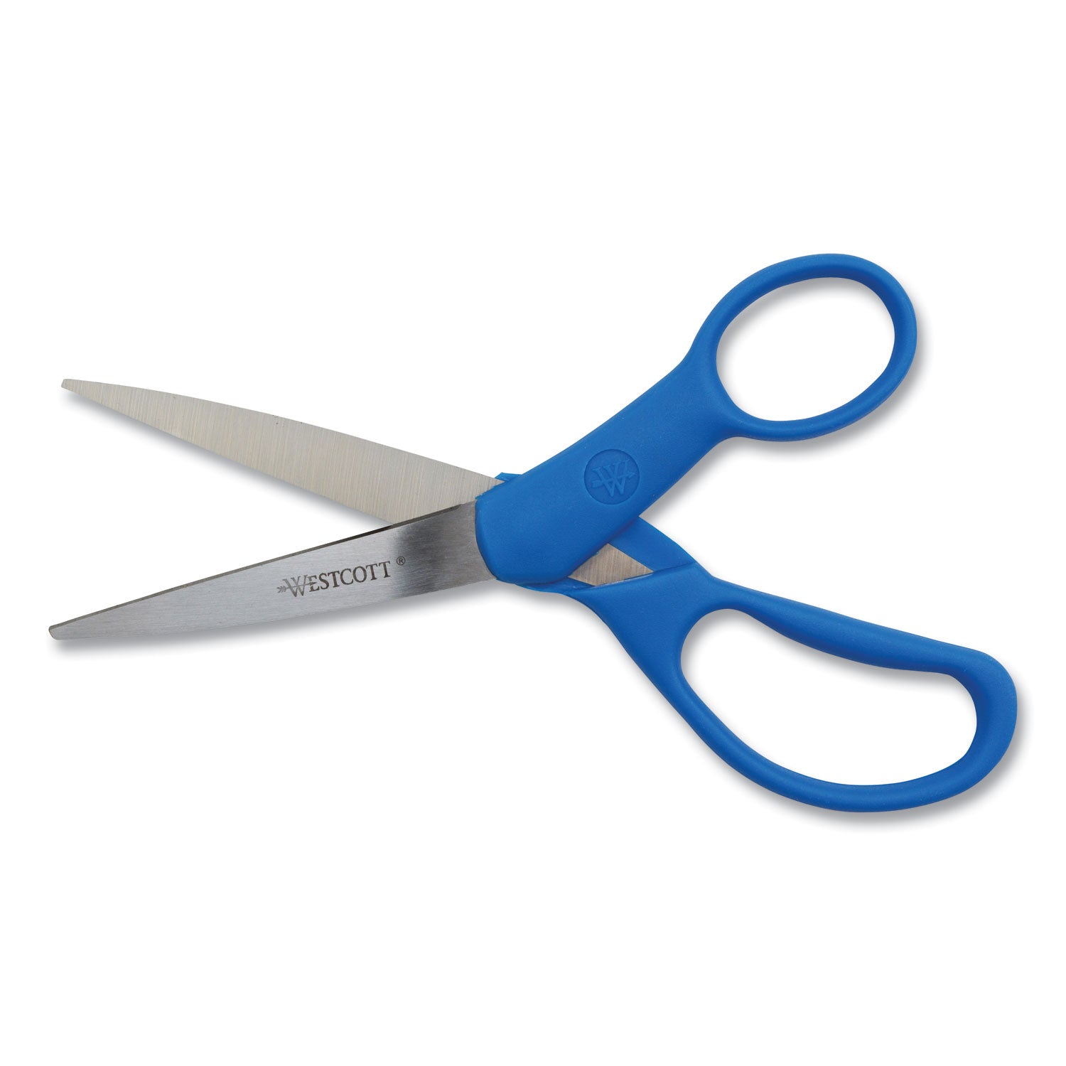 Preferred Line Stainless Steel Scissors, 7" Long, 3.25" Cut Length, Blue Offset Handle - 