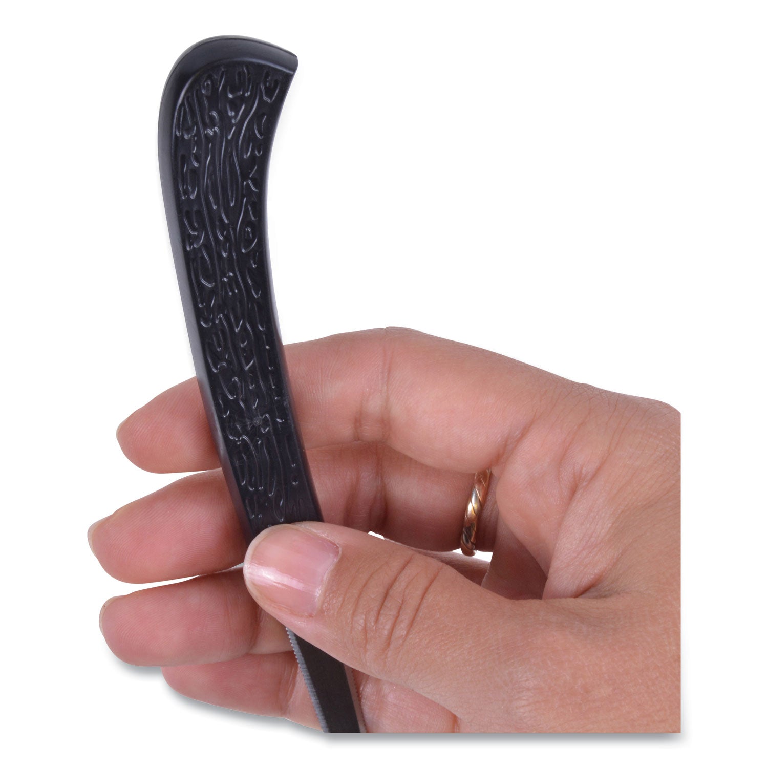 Serrated Blade Hand Letter Opener, 8", Black - 