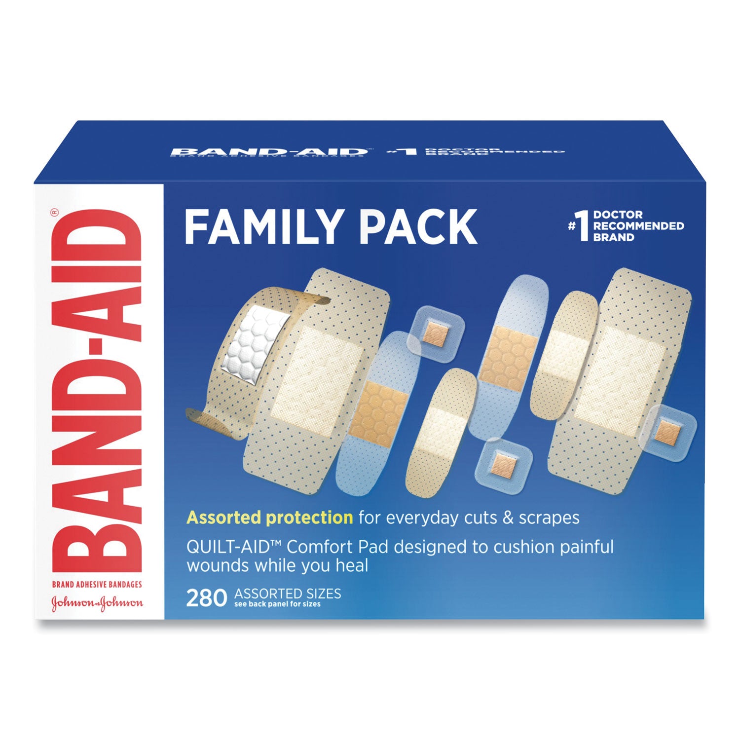 Sheer/Wet Adhesive Bandages, Assorted Sizes, 280/Box - 